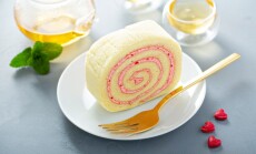 Cake roll with pink filling