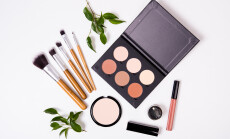 Professional,Makeup,Tools,,Flatlay,On,White,Background