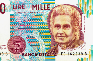 Maria,Montessori,,Portrait,From,Italy,1000,Lire,1990,Banknote.