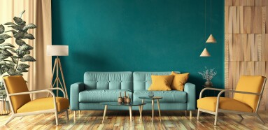 Interior,Design,Of,Modern,Apartment,,Turquoise,Sofa,In,Contemporary,Living