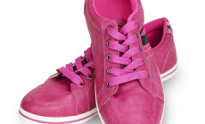 Woman,Pink,Sneakers,Isolated,On,White,Background