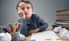 Thinking,Child,Bored,,Frustrated,And,Fed,Up,Doing,His,Homework