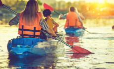 Kayaking,And,Canoeing,With,Family.,Children,On,Canoe.,Family,On