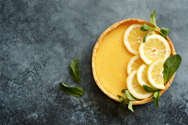 Traditional,French,Lemon,Tart.,View,From,Above