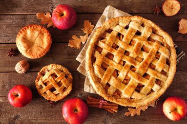 Homemade,Autumn,Apple,Pies,,Top,View,Table,Scene,With,A