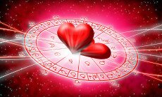 Red,Background,Of,Astrology,And,Love,Concept.