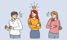 Jealous,Colleagues,Envy,Successful,Female,Coworker,With,Crown,On,Head.