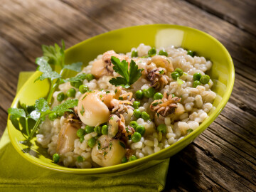 Barley,Risotto,With,Sepia,And,Beans