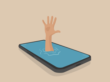 Hand,Get,Drowned,In,Smartphone.,Smartphone,Addiction,Concept.