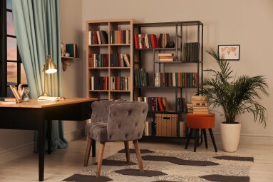 Cozy,Home,Library,Interior,With,Collection,Of,Different,Books,On