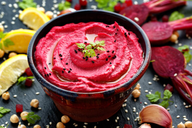 Beet,Hummus,,Creamy,And,Delicious,In,A,Ceramic,Bowl