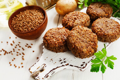 Vegetarian,Cutlets,Of,Buckwheat,On,The,Plate