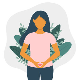 Woman,With,Heart,Shaped,Hands,On,Belly,Flat,Vector,Illustration