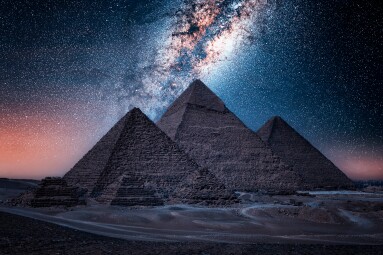 The,Pyramids,Of,Giza,By,Night,In,Egypt