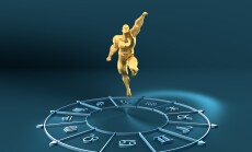 Golden,Astrological,Symbols,In,The,Circle.,Muscular,Man,Fly,Out