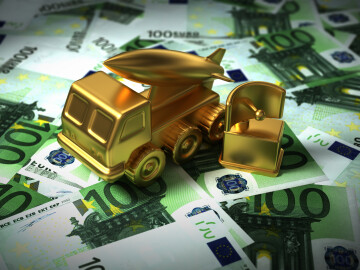 Gold,Missile,System,And,Radar,On,The,Euro,Money.,3d