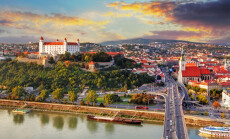 Bratislava,At,Sunset,-,Aerial,View,,Slovakia