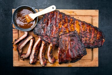 Barbecue,Veal,Spare,Loin,Ribs,St,Louis,Cut,With,Hot