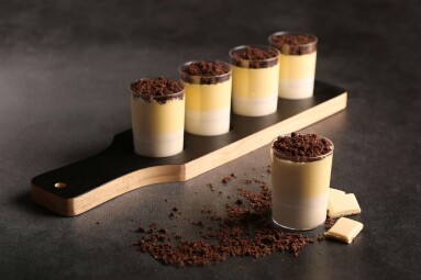 Chocolate-vanilla,Mousse,Layered,Dessert,With,Cocoa,Streusel,Crumbs
