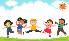 Happy,Kids,Jumping,Together,During,A,Sunny,Day