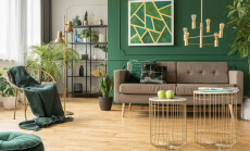 Modern,Gold,And,Green,Living,Room,Interior,Design
