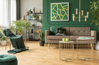 Modern,Gold,And,Green,Living,Room,Interior,Design