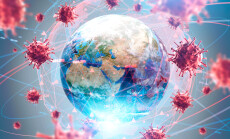 Coronavirus,Flu,Ncov,Over,Earth,Background,And,Its,Blurry,Hologram.