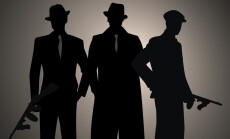 Three,Retro,Style,Men,Silhouettes,,Wearing,Hat,And,Cap.,Gangsters
