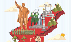 North,Korean,Vector,Card,With,Korean,Symbols.,Red,North,Korea