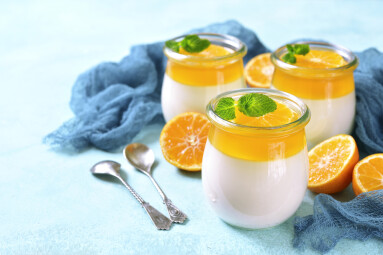 Panna,Cotta,With,Orange,Jelly,In,A,Vintage,Jar,On