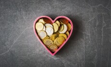 Euro,Currency,Coins,In,Heart,Shaped,Box,On,Grey,Stone