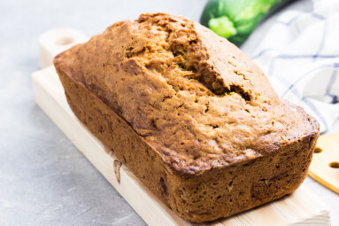 Gluten,Free,Zucchini,Loaf,Cake,On,Concrete,Background.,Selective,Focus,