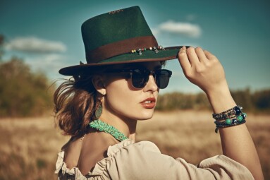 Spirit,Of,Freedom.,An,Attractive,Boho,Girl,In,Blouse,,Hat