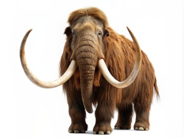 Woolly,Mammoth,Isolated,On,White,Background.,Front,View,Of,Extinct