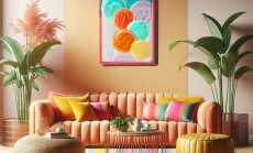 Indoor,Photo,Of,Luxurious,Low,Level,Sofa,,tangerine,Upholstery,,Against