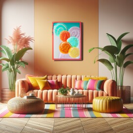 Indoor,Photo,Of,Luxurious,Low,Level,Sofa,,tangerine,Upholstery,,Against