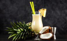 Pina,Colada,Cocktail,On,Dark,Background