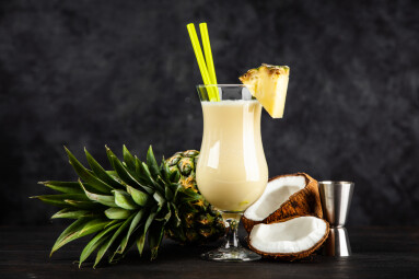 Pina,Colada,Cocktail,On,Dark,Background