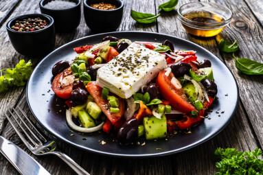 Fresh,Greek,Salad,-,Feta,Cheese,,Tomatoes,,Cucumber,,Red,Pepper,