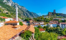 Aerial,View,Of,Kruja,Castle,And,Bazaar,,Albania