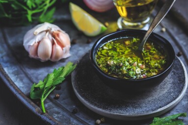 Chimichurri,Verde,-,Traditional,Argentine,Condiment,,Made,From,Finely,Chopped