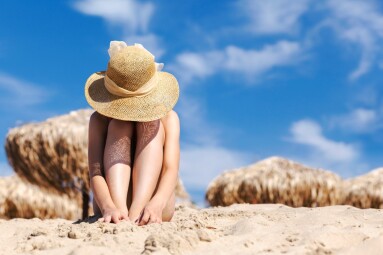 Sad,Depressed,Stressed,Teen,Girl,On,Beach,In,Bad,Summer