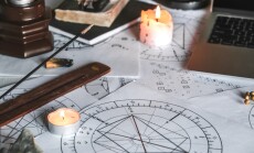 Astrology.,Astrologer,Calculates,Natal,Chart,And,Makes,A,Forecast,Of