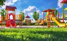 Children's,Playground,With,A,Variety,Of,Play,Structures.,The,Playground