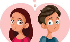 Teenagers,Being,In,Love,Having,Questions,Vector,Illustration.,Adolescent,Girlfriend