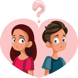 Teenagers,Being,In,Love,Having,Questions,Vector,Illustration.,Adolescent,Girlfriend