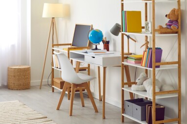 Working,Table,In,Kid's,Room.,Interior,And,Design,Of,Modern