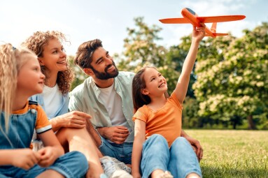 Happy,Young,Family,Dad,,Mom,And,Two,Children,Daughters,Playing