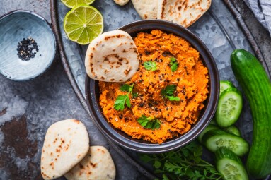 Homemade,Vegan,Harissa,Carrot,And,Lentil,Spread,Or,Dip,With