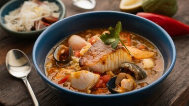 Bouillabaisse:,French,Seafood,Stew,With,Fish,,Shellfish,,And,A,Flavorful